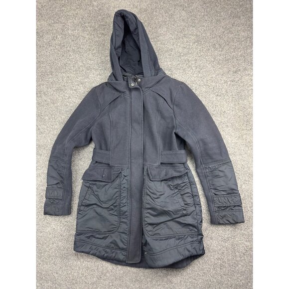 Three Stones Full Zip Jacket Women's Large Dark Gray Removable Hood Pockets Coat - Picture 1 of 7